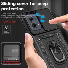 For Motorola Moto Edge 2024 Case with Heavy Duty Shockproof, Slide Camera Cover