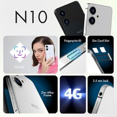 N10 Unlocked Android Cell Phone, 4GB/128GB, Dual SIM, 6.6″ HD+, White
