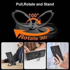 for Moto Edge 5G 2024 Magnetic Case, HD Screen Protector×2, Metal Kickstand, Bla