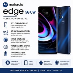 Motorola Edge 5G UW 2021 128GB Blue Unlocked Android Smartphone Tested