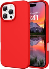 1. For iPhone 16 Pro Max 6.9” Smooth Liquid Silicone Soft Gel Case Red 2. For
