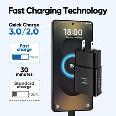 Fast Charging Type-C Wall Charger for Samsung Galaxy S25/S24/S23/S22/S21/S20/S10