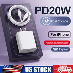 ⚡ 20W USB-C Fast Charger PD Adapter Cable For iPhone 14/13/12/11 XR X Pro iPad