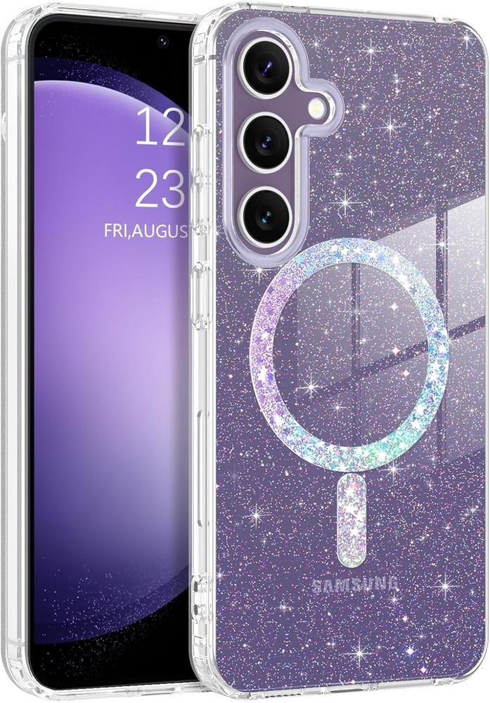 Clear Crystal Glitter Galaxy S24 Plus Case, Cute Sparkly Protective Phone Case