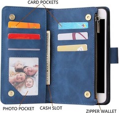 For iPhone 7 Plus/8 Plus Wallet Case PU Leather Magnetic Clasp Card Holder Slots