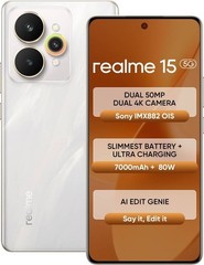 realme 15 5G ( Silver 12GB RAM, 256GB) 6.8″ Dimensity 7300+ 5G Global Version.