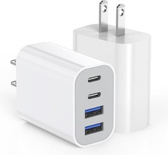 40W iPhone 17 16 Charger Block, 2Pack 4-Port Fast USB C Power Adapter for iPad
