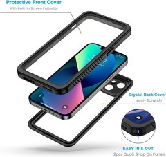 iPhone 13 Case, IP68 Waterproof Dustproof Shockproof Cases with Built-in Screen