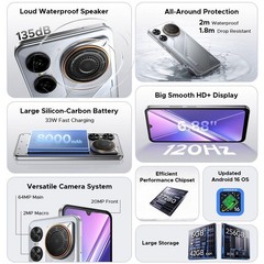 DOOGEE M30 4G LTE Rugged Phone Android 16 Waterproof TWS Earbuds Large Speaker
