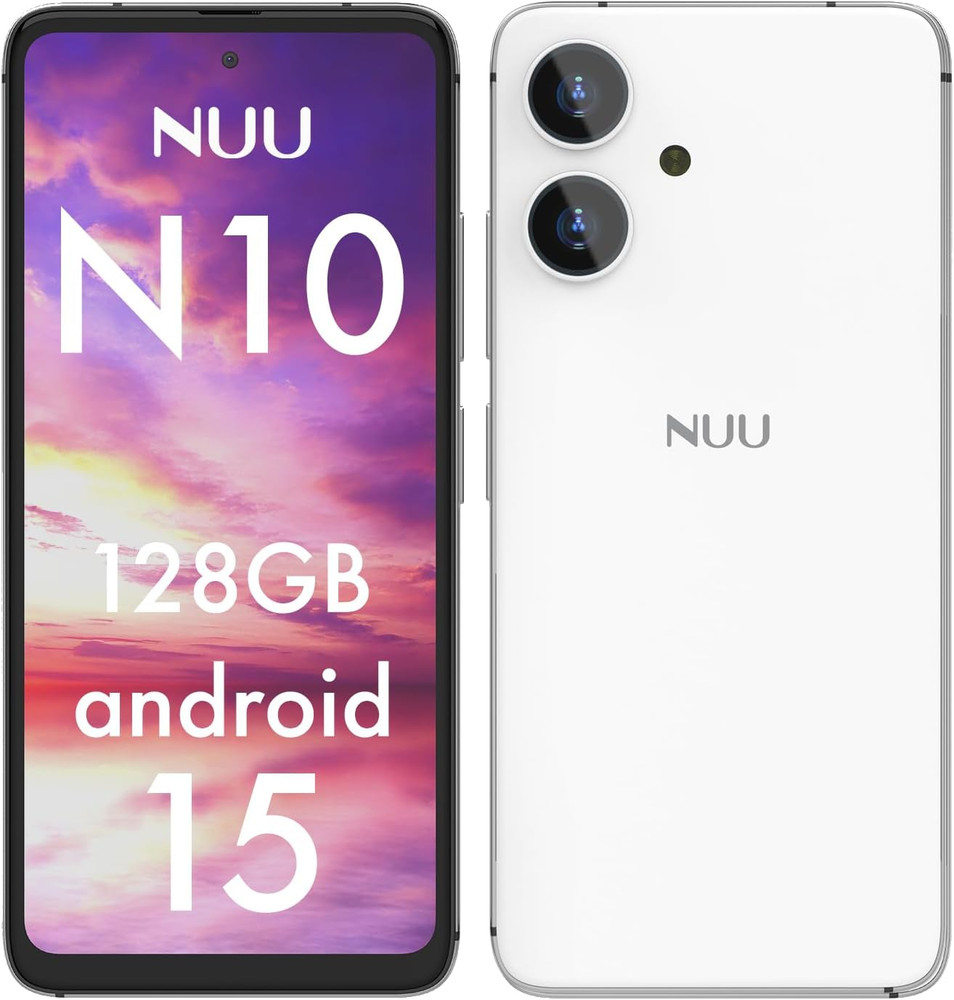 N10 Unlocked Android Cell Phone, 4GB/128GB, Dual SIM, 6.6″ HD+, White