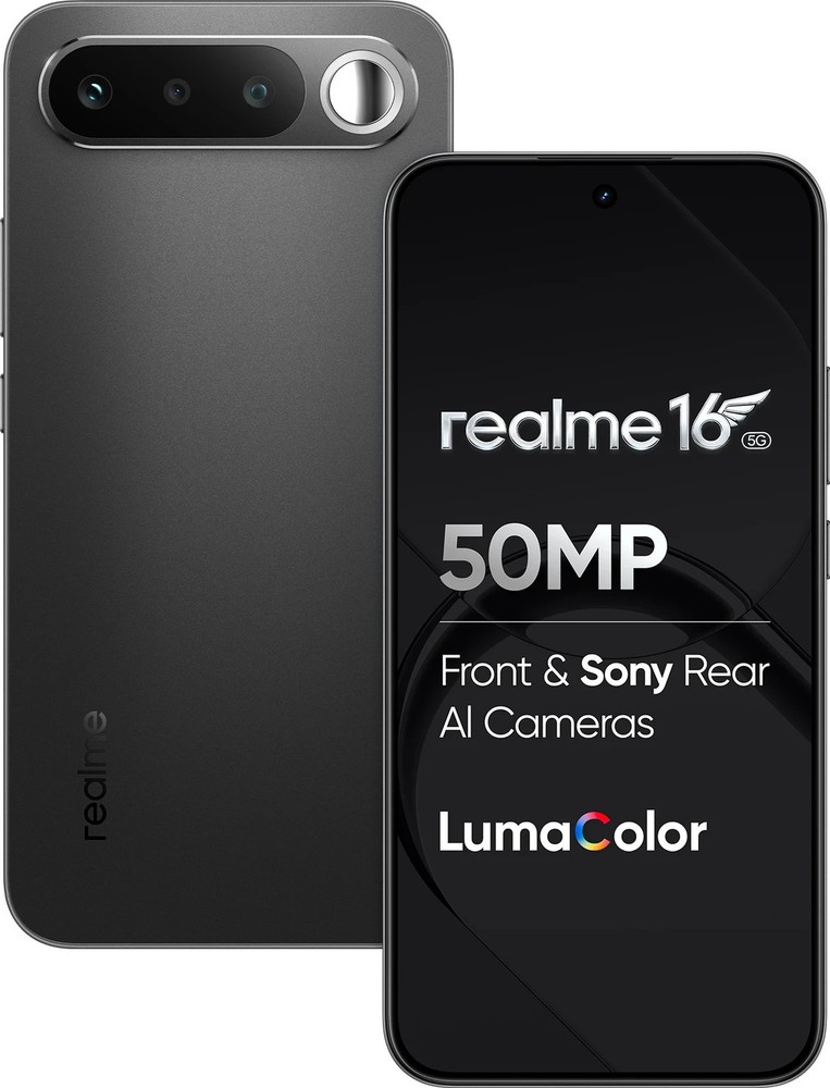 realme 16 5G (Black, 256 GB 8GB RAM) Dimensity 6400 Turbo 6.57″ Gobal Version