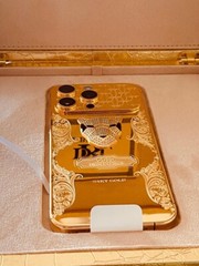 Custom 24k Gold Apple iPhone 16 Pro Max Engraved Diamond Incrustations 256 GB