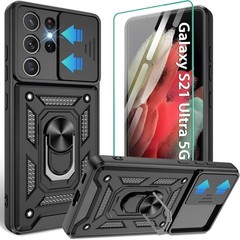 For Samsung Galaxy S21 Ultra Case w/ Military Grade Protective Cover & Kickstand