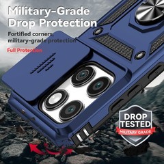Blue Protective Case for Motorola Edge 2025 with Camera Cover and Screen Protect
