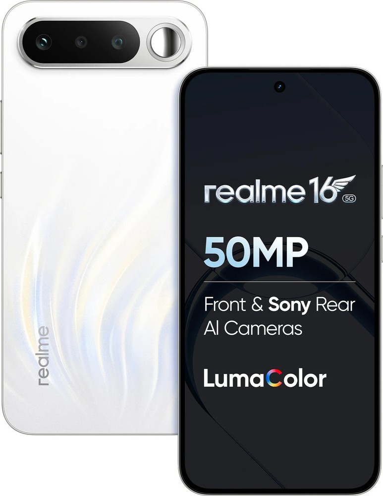 realme 16 5G (White, 256 GB 12GB RAM) Dimensity 6400 Turbo 6.57″ Global Version