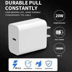3FT USB-C Cable PD Fast Charger 20W Wall Adapter Phone for Apple 14 13 12 11 X