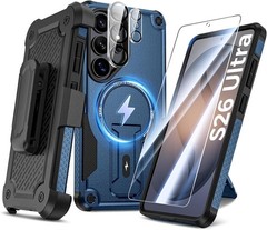 4-in-1 Samsung Galaxy S26 Ultra Case with Belt Clip Holster, Screen Protector &