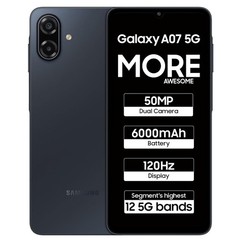 Samsung Galaxy A07 5G Smartphone (Black, 4GB RAM, 128GB Storage) | 120Hz Re