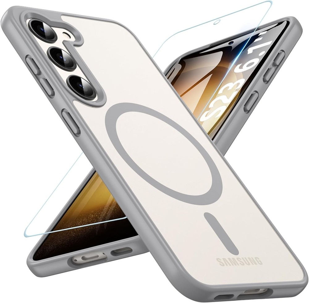 For Samsung Galaxy S23 Case 6.1″ Magnetic Case,Carbon Fiber Protective Bumper
