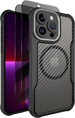 1. For iPhone 13 Pro Max Case, Privacy Screen Protectors, Slim Rugged Carbon Fib
