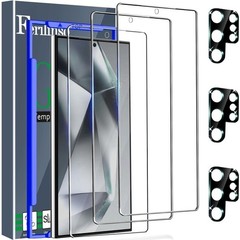 for Samsung Galaxy S24 Ultra Tempered Glass 3 Screen Protector + 3 Camera Lens