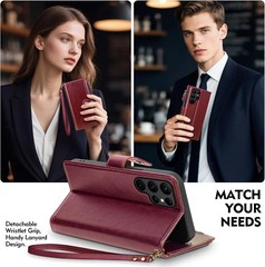 Samsung Galaxy S22 Ultra 5G Wallet Case with Card Holder RFID Blocking Zipper