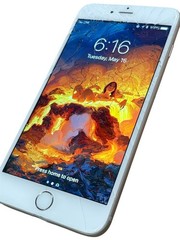 Apple iPhone 6 Plus A 1522 white LOCKED Charges Functions Great Cracked Screen