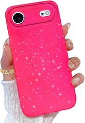 Glitter Hot Pink Case for Women Girls Girly, Sparkly Bling Cute iPhone 17 Air