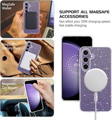 Clear Crystal Glitter Galaxy S24 Plus Case, Cute Sparkly Protective Phone Case