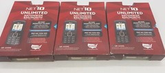 3 New Net10 Unlimited LG LG320G Prepaid Cell Phones TracFone Black Lot