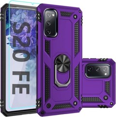 For Samsung Galaxy S20 FE 5G Case with HD Screen Protector Metal Ring,Purple