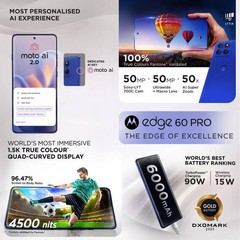 MOTOROLA Edge 60 Pro 5G (Blue 512GB 16GB RAM).Dimensity 8350“NO TARIFFS IN USA”