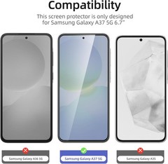 3PCS Screen Protector & Case Friendly for Samsung Galaxy A37 5G Tempered Glass U