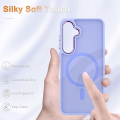 Matte Magnetic Phone Case for Samsung Galaxy S25 FE, Lavender Purple, with Prote