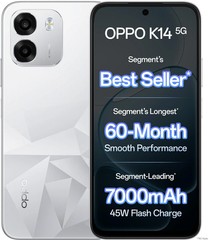 OPPO K14 5G (White, 256 GB 8 GB RAM) 6.75 inch Dimensity 6300 Global Version
