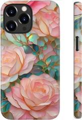 Cute iPhone 15 Pro Case – Blooming Pink Rose – Dual-Layer Hard Shell & Silicone