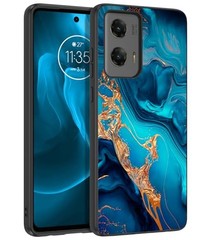 for Moto G Stylus 5G 2024 Case, Slim Glow in The Dark Bumper Cover, Blue Marble/