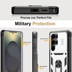 1. For Samsung Galaxy S23 Ultra Case, Camera Slide Cover, Metal Kickstand 2. F