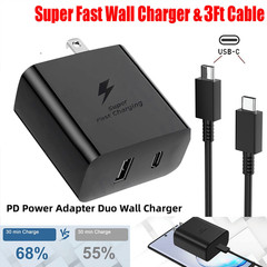 Super PD Power Adapter Duo Wall Charger+Cable For Samsung For Google Android