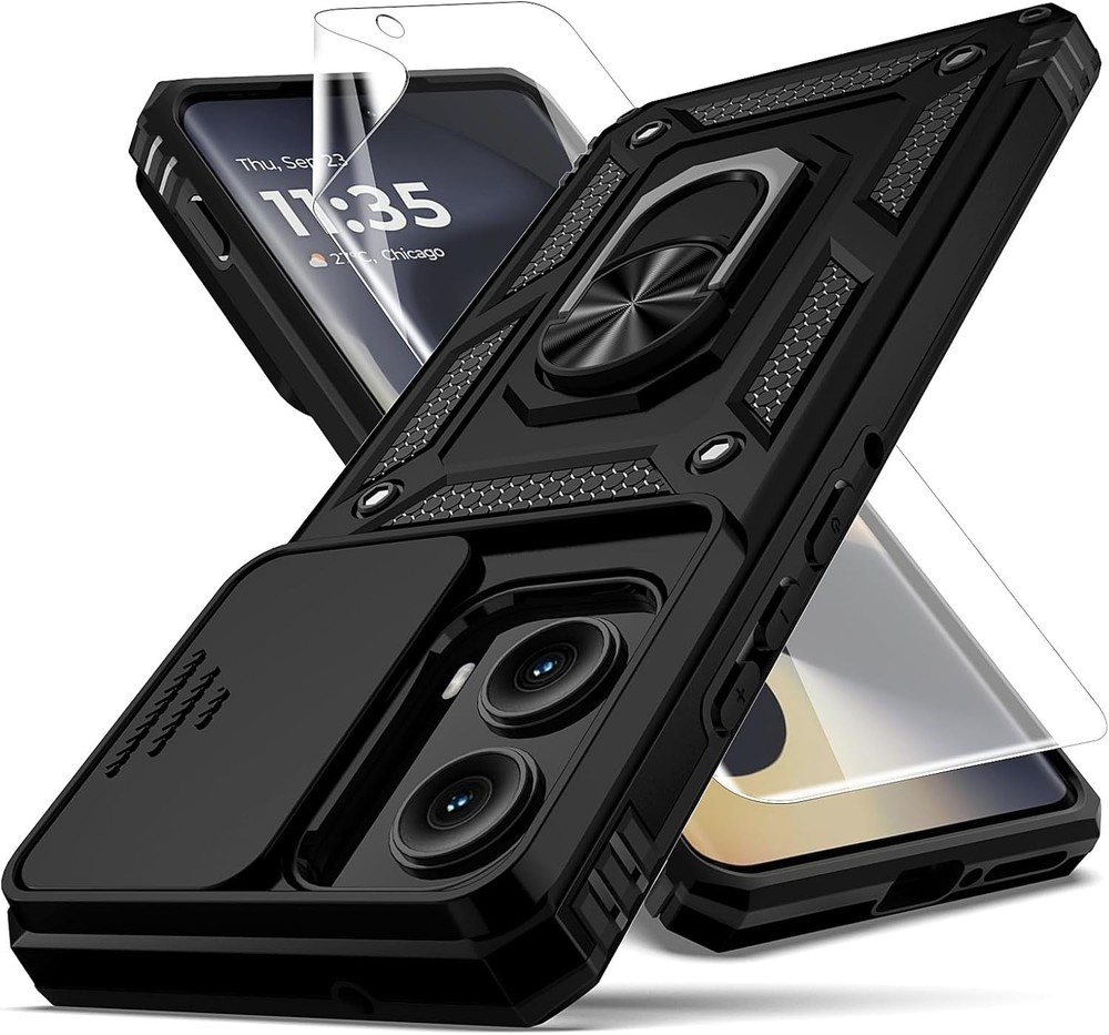 For Motorola Moto Edge 2024 Case with Heavy Duty Shockproof, Slide Camera Cover
