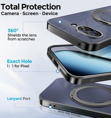 Google Pixel 10A with 360° Spin Magnetic Stand&Ring Kickstand, Black Phone Cover