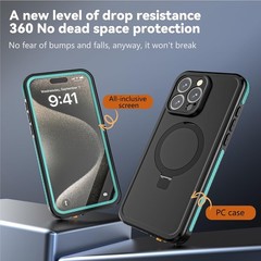 Waterproof for iPhone 15 Pro Max Case with Magnetic Stand, IP68 Waterproof Dustp