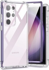 Clear Case for Samsung Galaxy S23 Ultra 6.8″ – Dark Purple Edge with Screen Prot