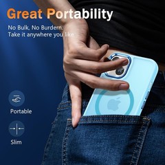 Magnetic Case for iPhone 13, iPhone 14 Case with Screen Protector, Slim Light Bl