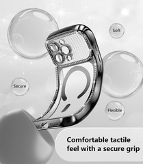 Magnetic Clear Case for iPhone 16 Pro 6.3″ with Gradient Glitter Card and Bling