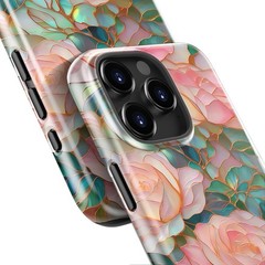 Cute iPhone 15 Pro Case – Blooming Pink Rose – Dual-Layer Hard Shell & Silicone