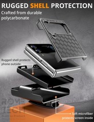 Designed for Samsung Galaxy Z Flip 4 5G Case with Belt Clip Holster – Black