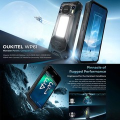 Unlocked 5G OUKITEL WP61 Rugged Phone Android 16 Mobile Outdoors Camping Light