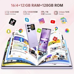 OUKITEL C62 Cell Smartphone Android 15 16GB+128GB 6.88″+1.81-inch T-Mobile