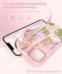 Magnetic for iPhone 17e Case & iPhone 16e Case Floral, Shockproof Flower Pattern